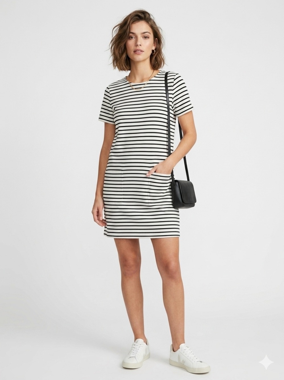 Chinti and Parker Striped Cotton Pocket Shift Dress Small